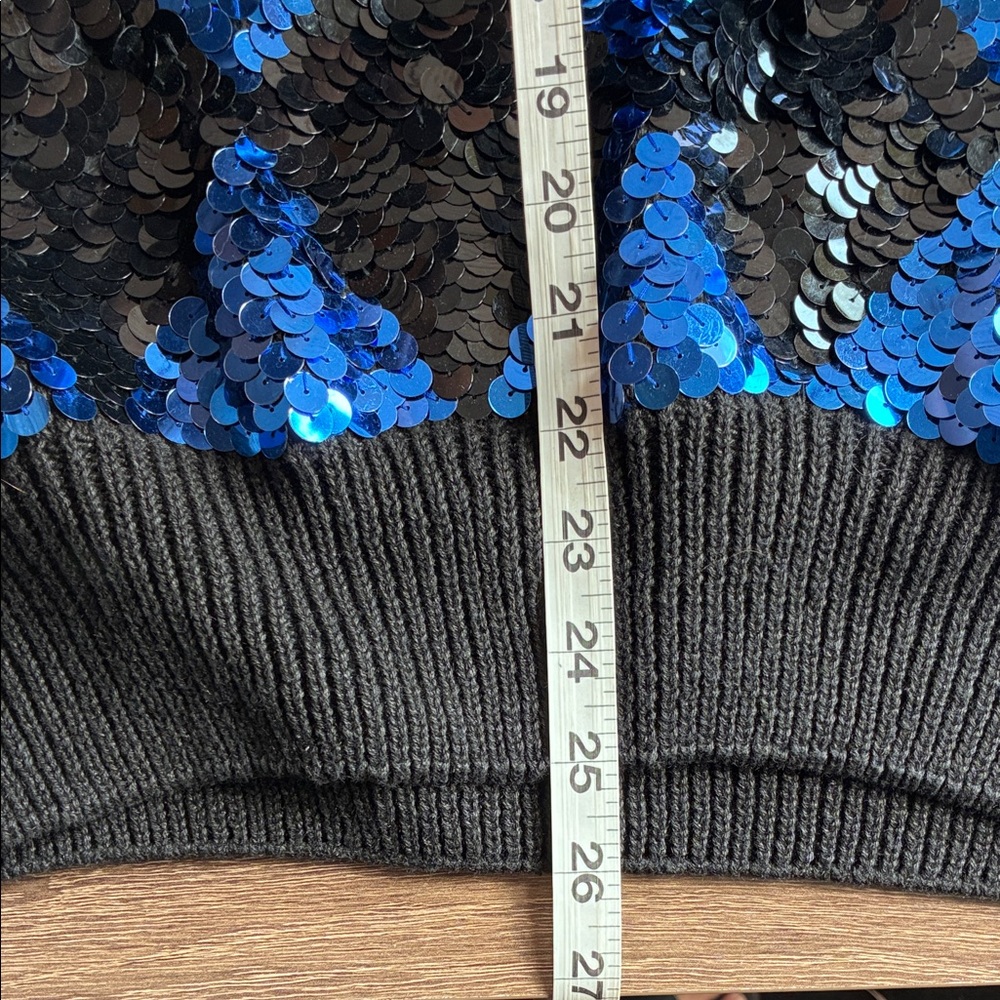 Vintage Carol Horn Workshop Black and Blue Sequin Argyle Medium Sweater - Picture 8 of 10